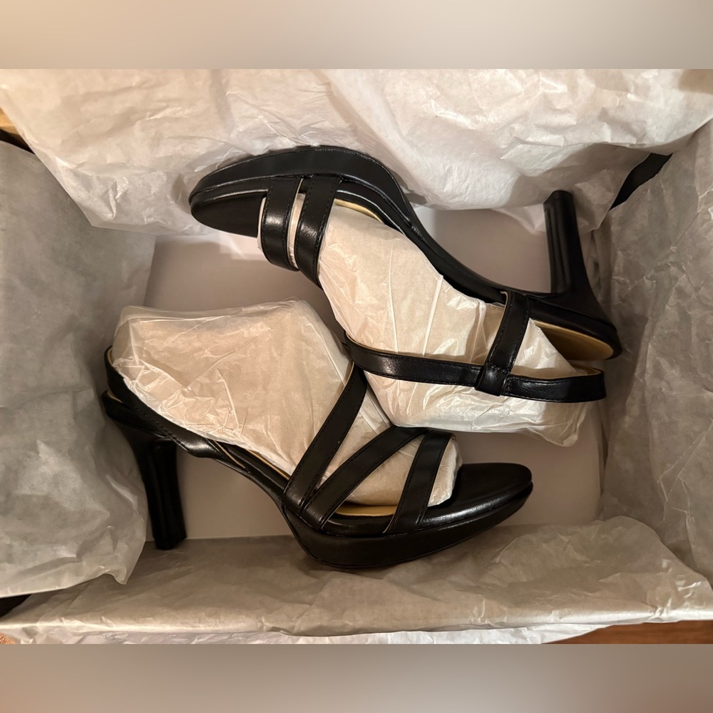 Naturalizer Black Strappy Heels